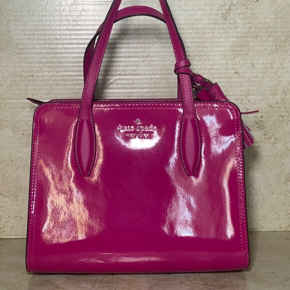 Kate Spade New York Rowe Pink Patent Leather Satchel Handbag Tassel **READ** - Picture 3 of 10
